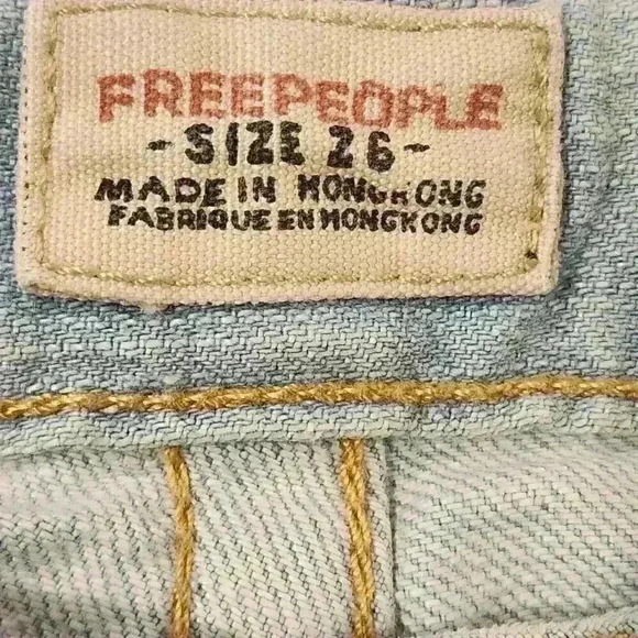 Women's Free People Low Rise Acid Washed Frayed Hem Jeans - Picture 7 of 8